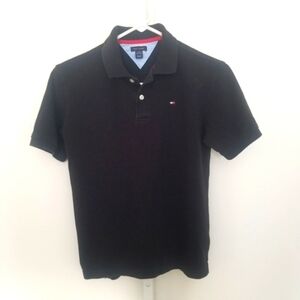 Tommy Hilfiger Boy’s Black Polo with Flag Logo